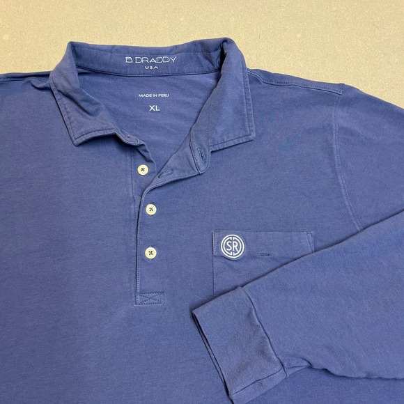 B. Draddy Other - B DRADDY x SUNSET RIDGE CC Mens XL Polo Long Sleeve Soft Cotton/Spandex Blue